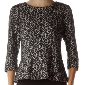 J. Crew Women’s Black Lace Long Sleeve Top | Size S